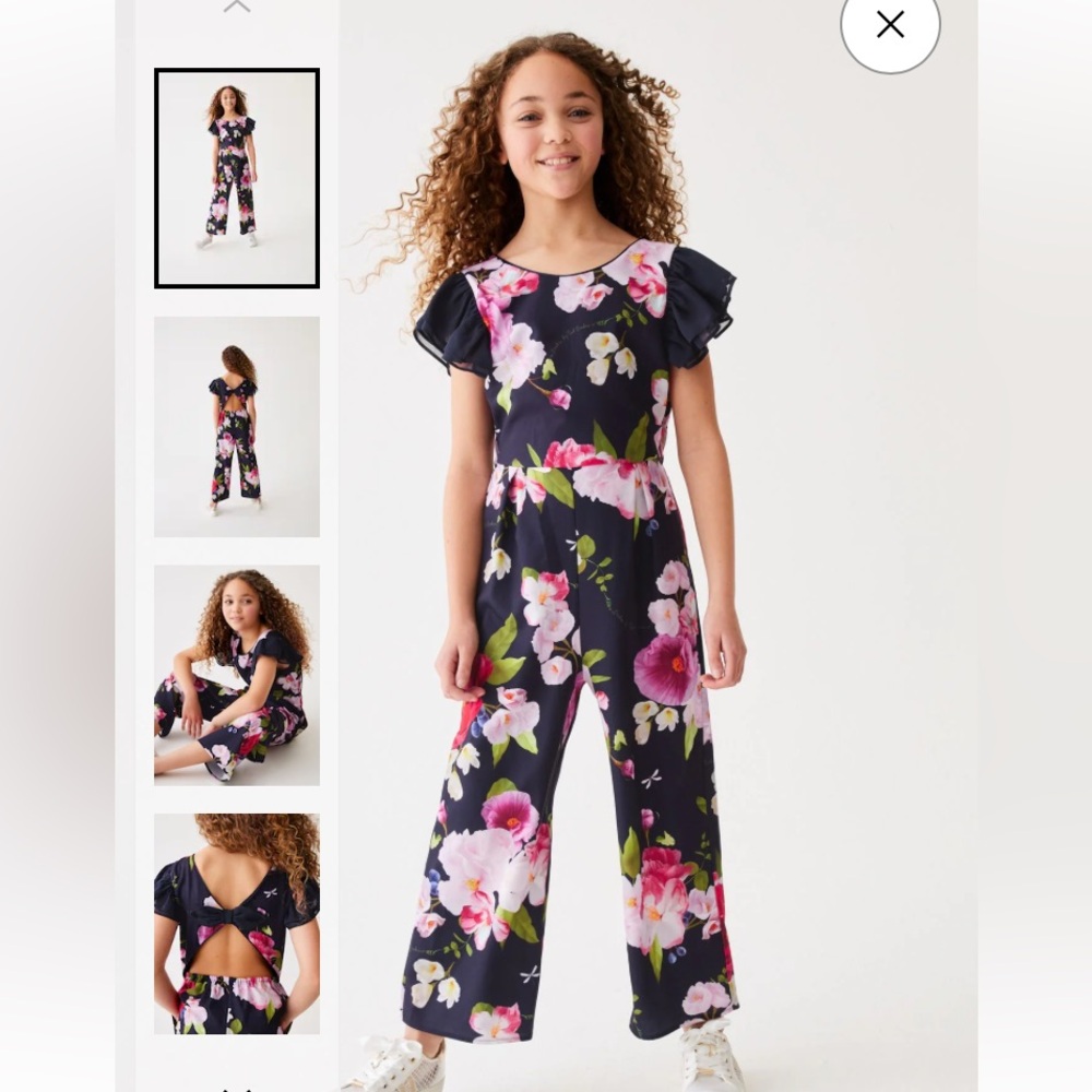 Baker Ted Baker Kids Floral Jumpsuit with Ruffle Sleeves